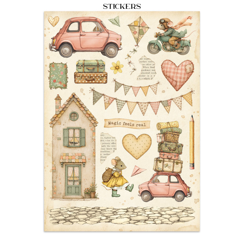 ***Pre-Order*** Stamperia - Printed Art Junk Journal: Stickers, Cut-Outs, Backgrounds For Art And Craft - Cozy Family