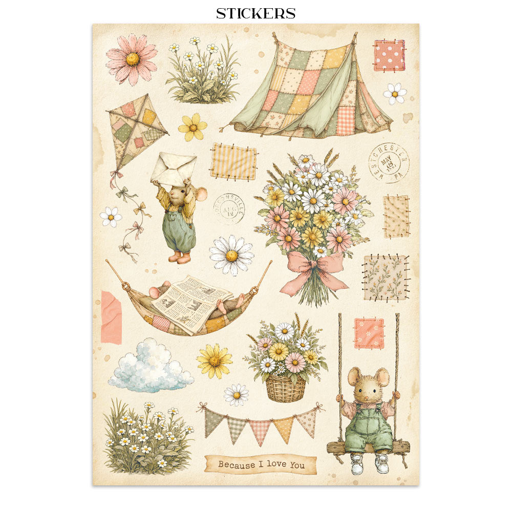 ***Pre-Order*** Stamperia - Printed Art Junk Journal: Stickers, Cut-Outs, Backgrounds For Art And Craft - Cozy Family