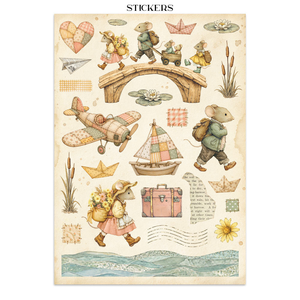 ***Pre-Order*** Stamperia - Printed Art Junk Journal: Stickers, Cut-Outs, Backgrounds For Art And Craft - Cozy Family
