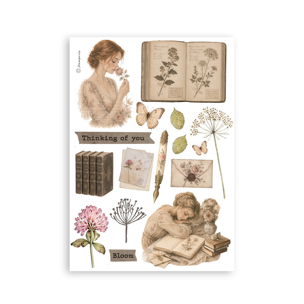 ***Pre-Order*** Stamperia - Printed Washi Pad For Art And Craft A5 8 Sheets - Flowers And Poems