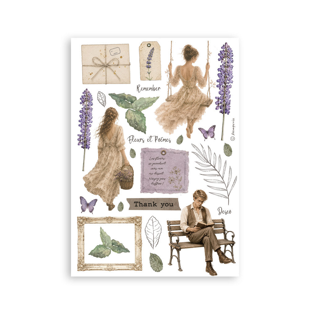 ***Pre-Order*** Stamperia - Printed Washi Pad For Art And Craft A5 8 Sheets - Flowers And Poems