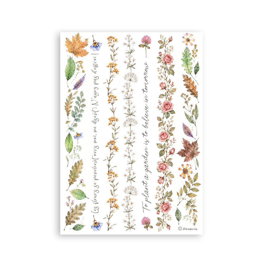 ***Pre-Order*** Stamperia - Printed Washi Pad For Art And Craft A5 8 Sheets - Flowers And Poems