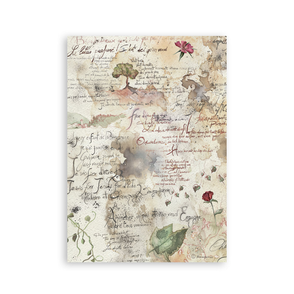 ***Pre-Order*** Stamperia - Printed Washi Pad For Art And Craft A5 8 Sheets - Flowers And Poems