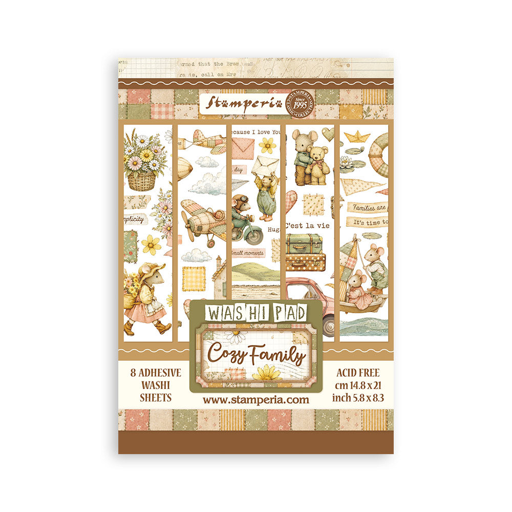 ***Pre-Order*** Stamperia - Printed Washi Pad For Art And Craft A5 8 Sheets - Cozy Family