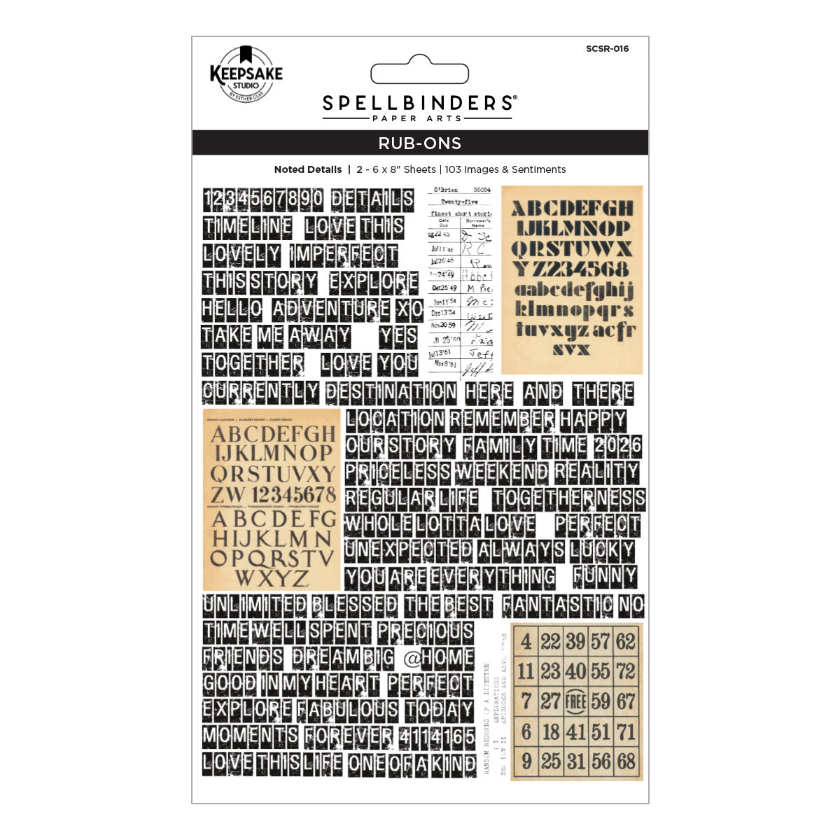 ***Pre-Order*** Spellbinders - Noted Details Rub-ons by Esther Glas