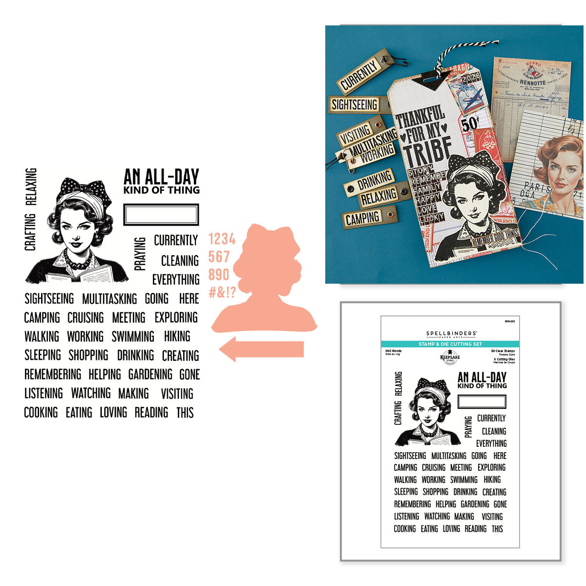 ***Pre-Order*** Spellbinders - ING Words Stamp & Die Set by Esther Glas