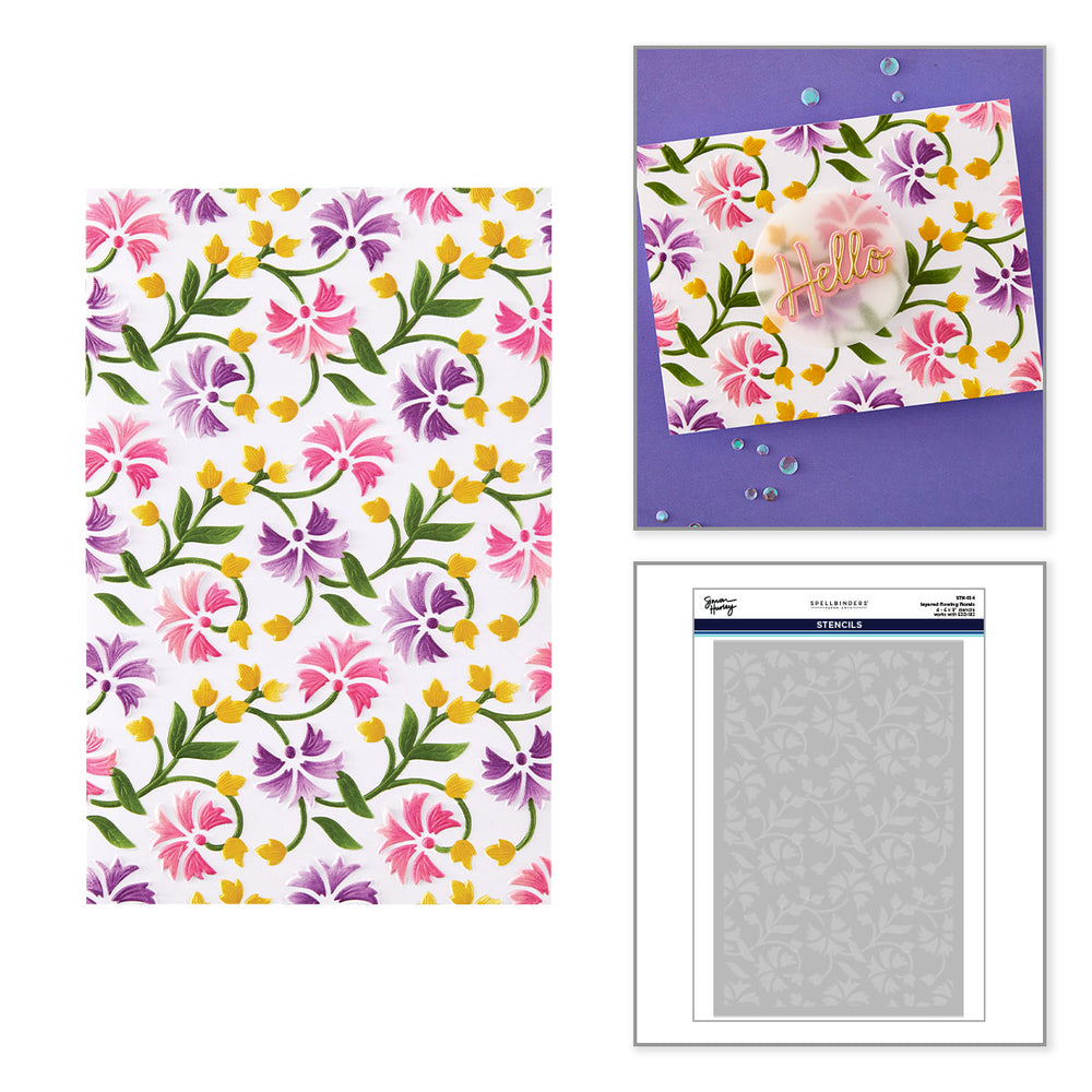 ***Pre-Order*** Spellbinders - Flowing Florals Layered Stencils by Simon Hurley