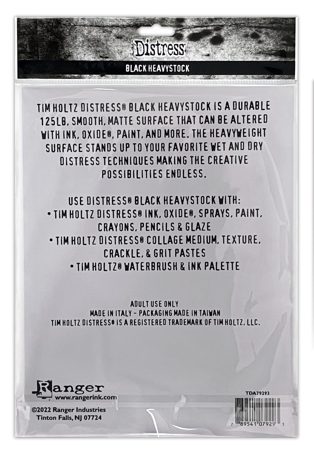 Tim Holtz -  Distress Cracked Black Heavystock - 8.5"X11"