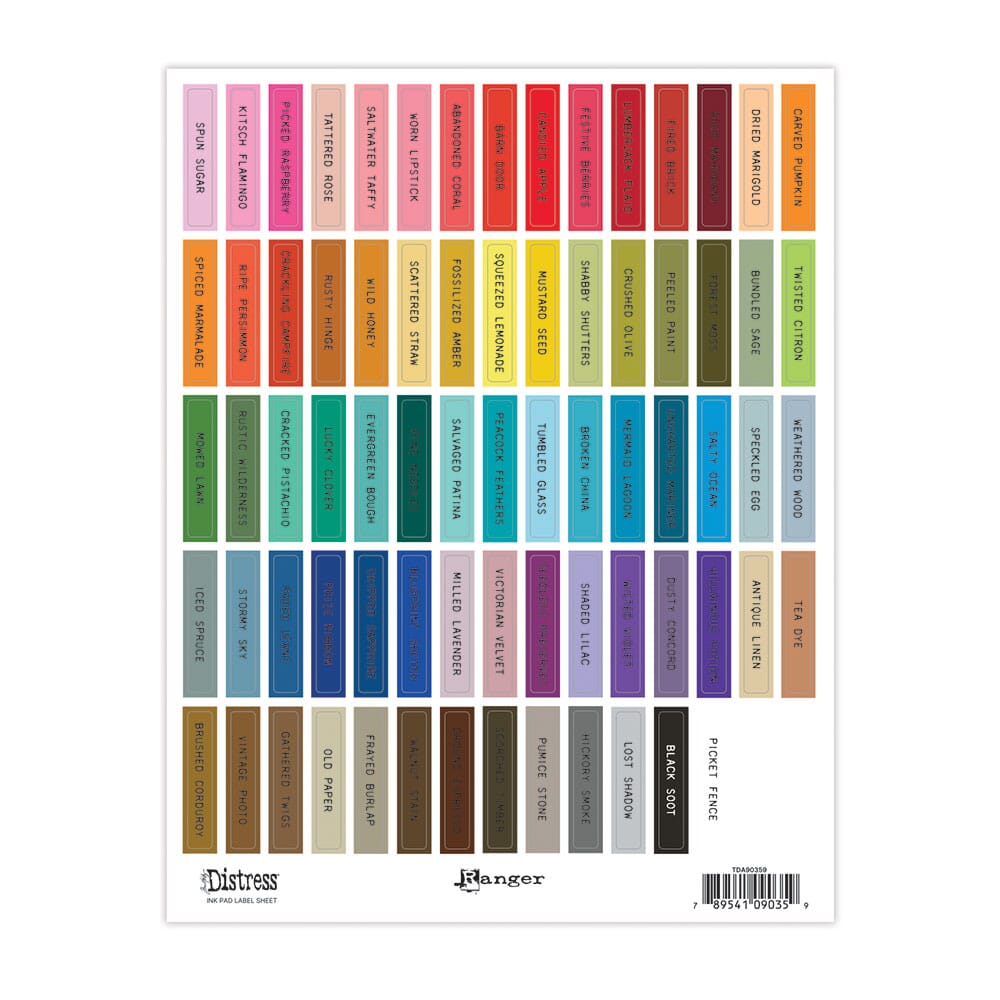 Tim Holtz - Distress - Ink Pad Label Sheets - Black