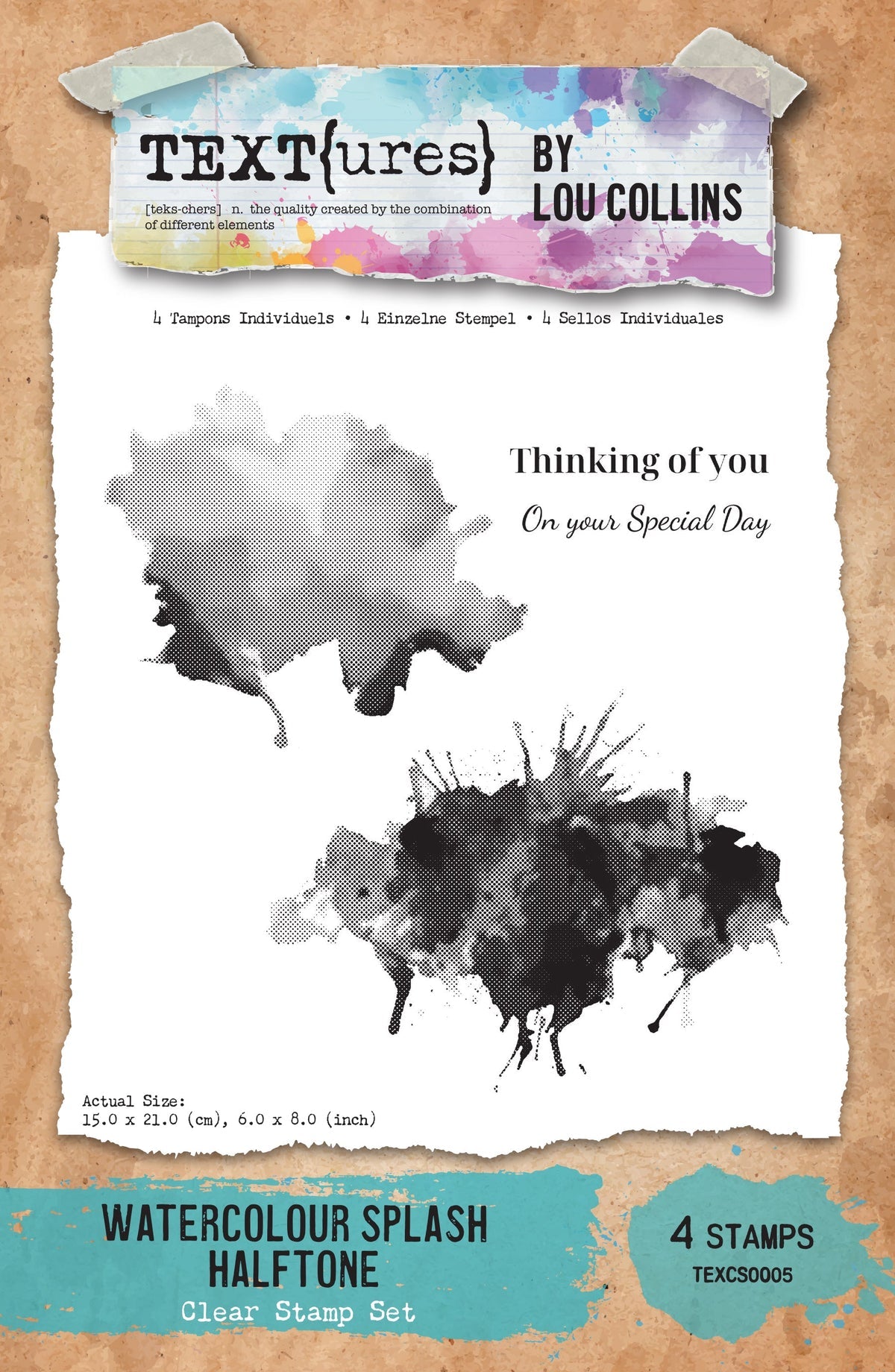 Arden Creative Studio - TEXT{ures} - Watercolour Splash Halftone 6in x 8in Clear Stamp Set