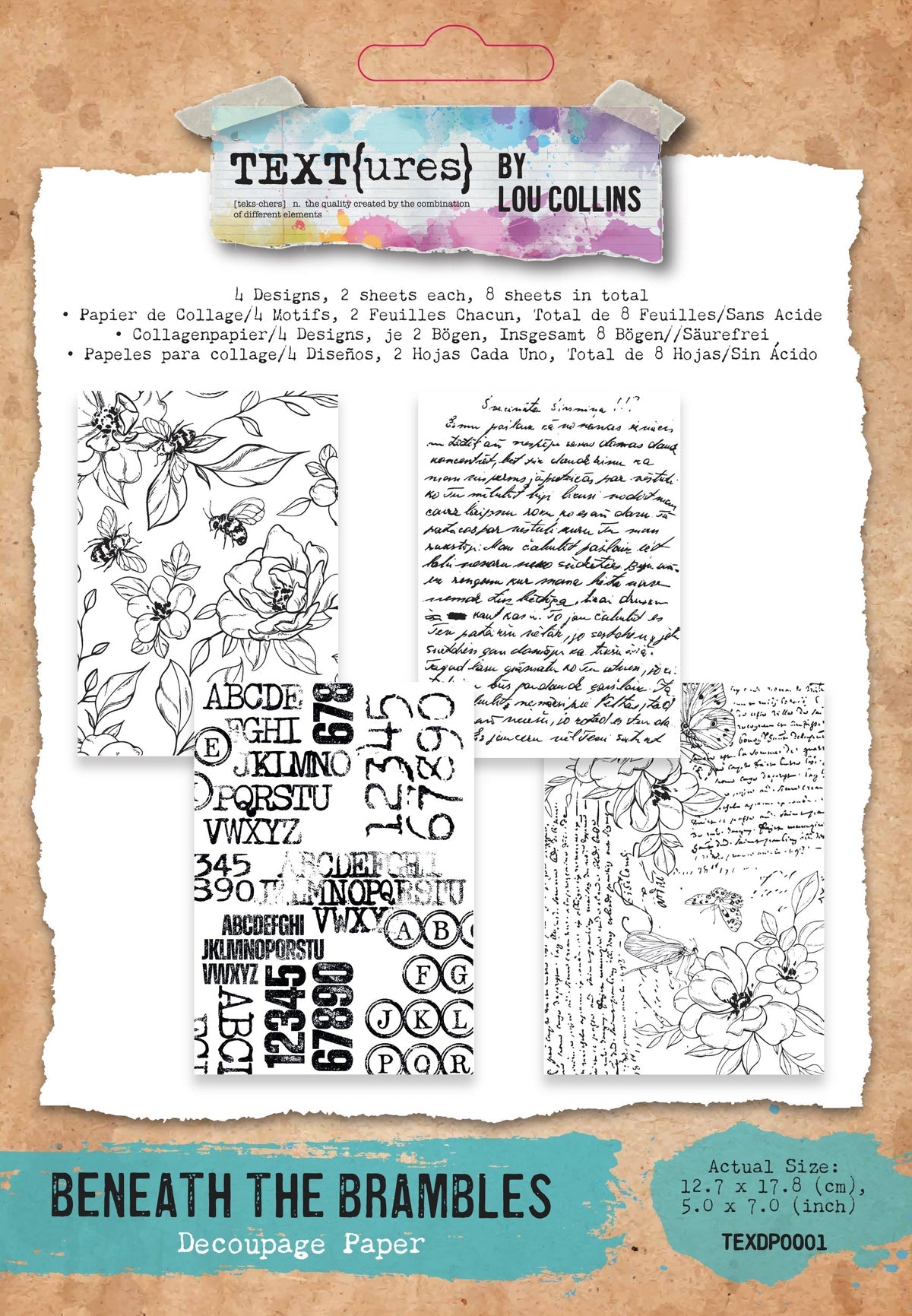 Arden Creative Studio - TEXT{ures} - Beneath the Brambles - 5in x 7in Decoupage Paper