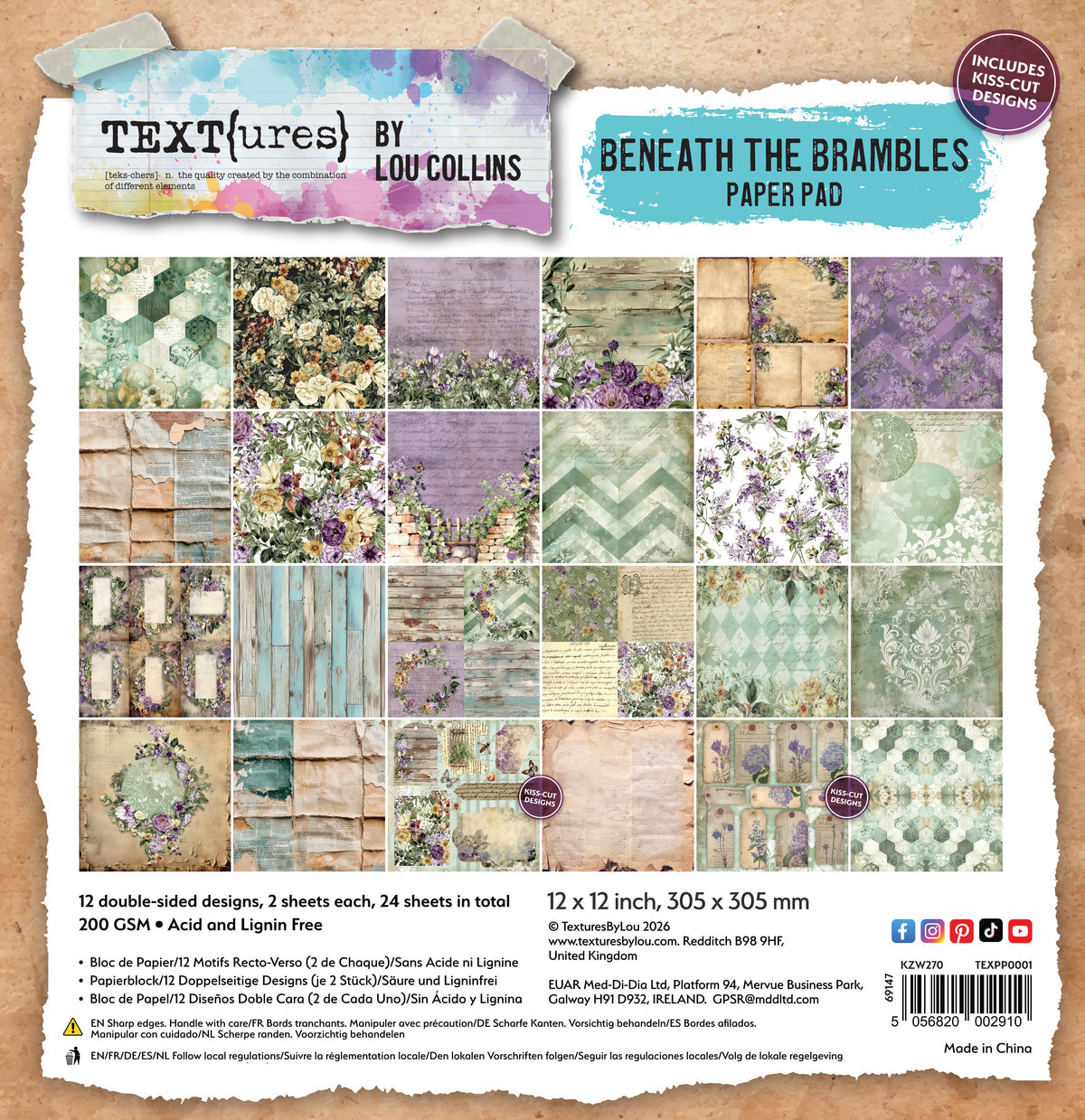 Arden Creative Studio - TEXT{ures} - Beneath the Brambles - 12in x 12in Paper Pad