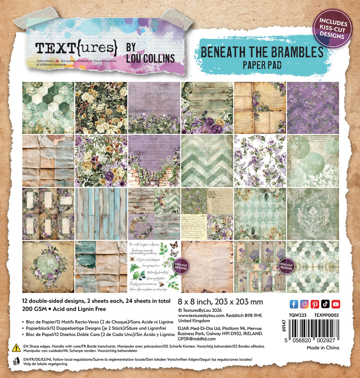 Arden Creative Studio - TEXT{ures} - Beneath the Brambles - 8in x 8in Paper Pad