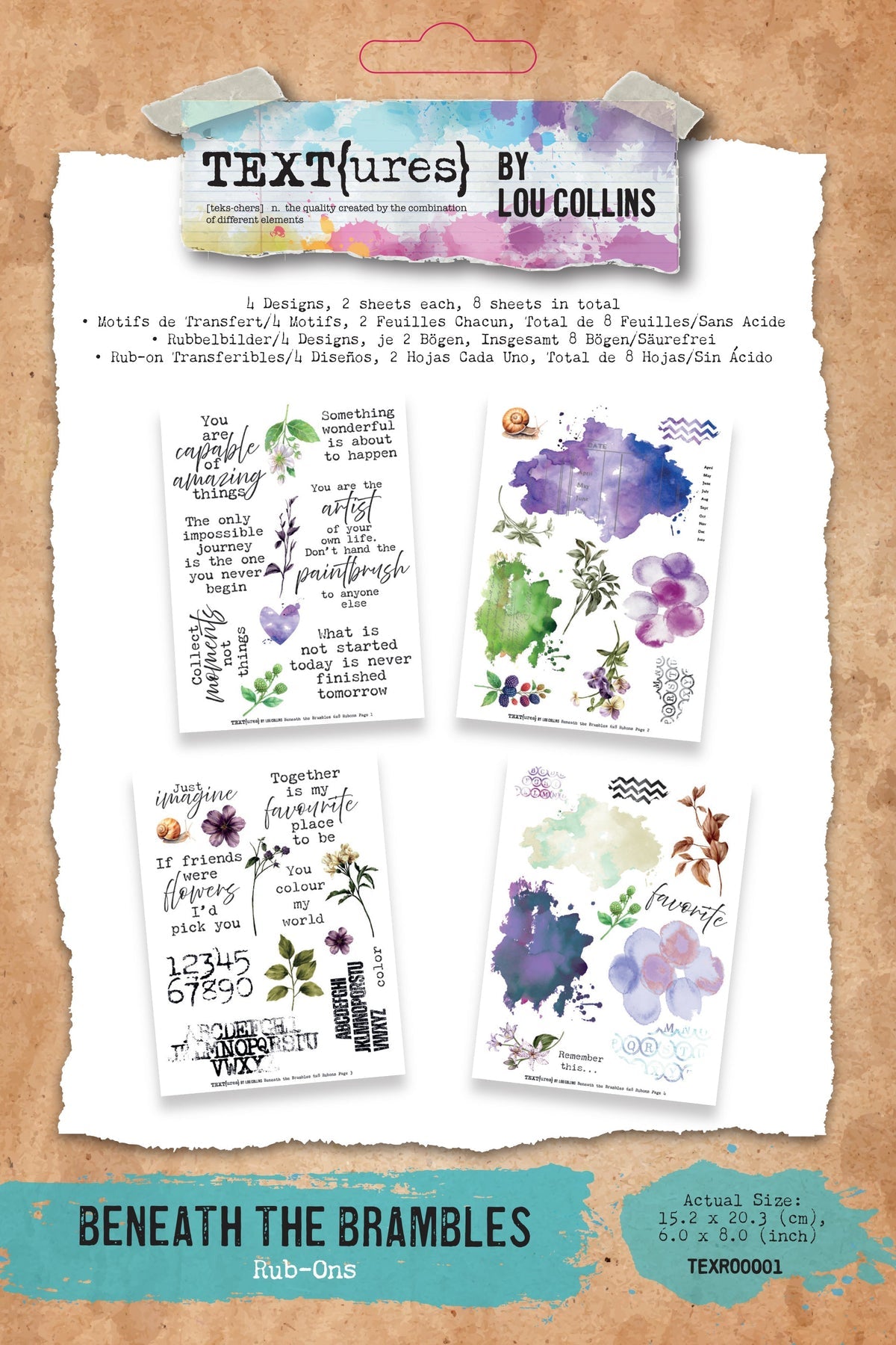 Arden Creative Studio - TEXT{ures} - Beneath the Brambles - 6in x 8in Rub-On Transfer Set