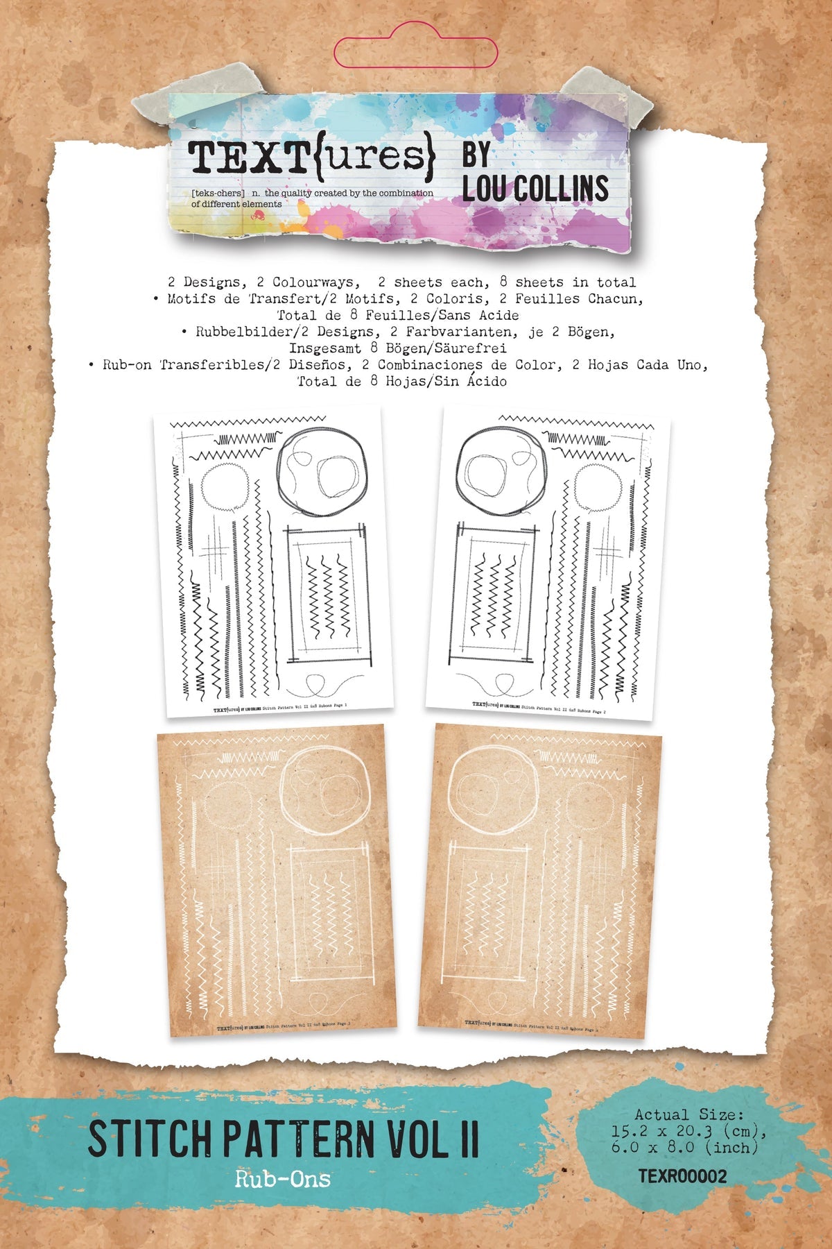 Arden Creative Studio - TEXT{ures} - Stitch Pattern Vol II 6in x 8in Rub-On Transfer Set