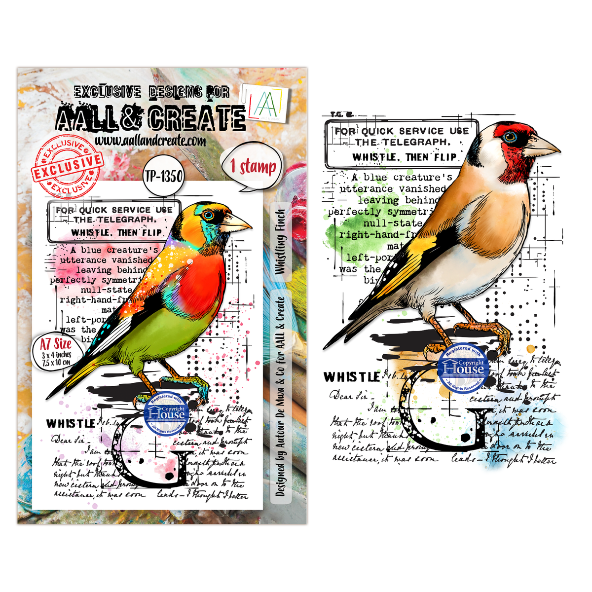 ***Pre-Order*** AALL And Create - A7 Stamp - Whistling Finch - #1350