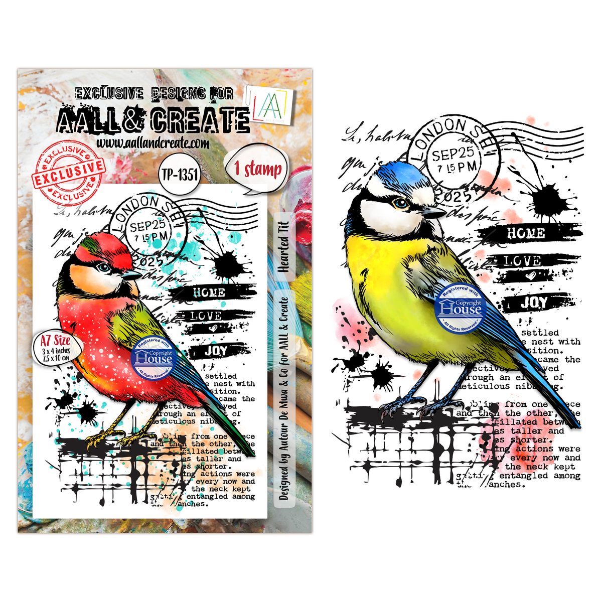 ***Pre-Order*** AALL And Create - A7 Stamp - Hearted Tit - #1351