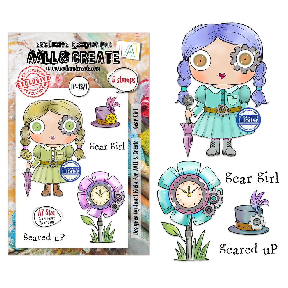 ***Pre-Order*** AALL And Create - A7 Stamp -  Gear Girl - #1371