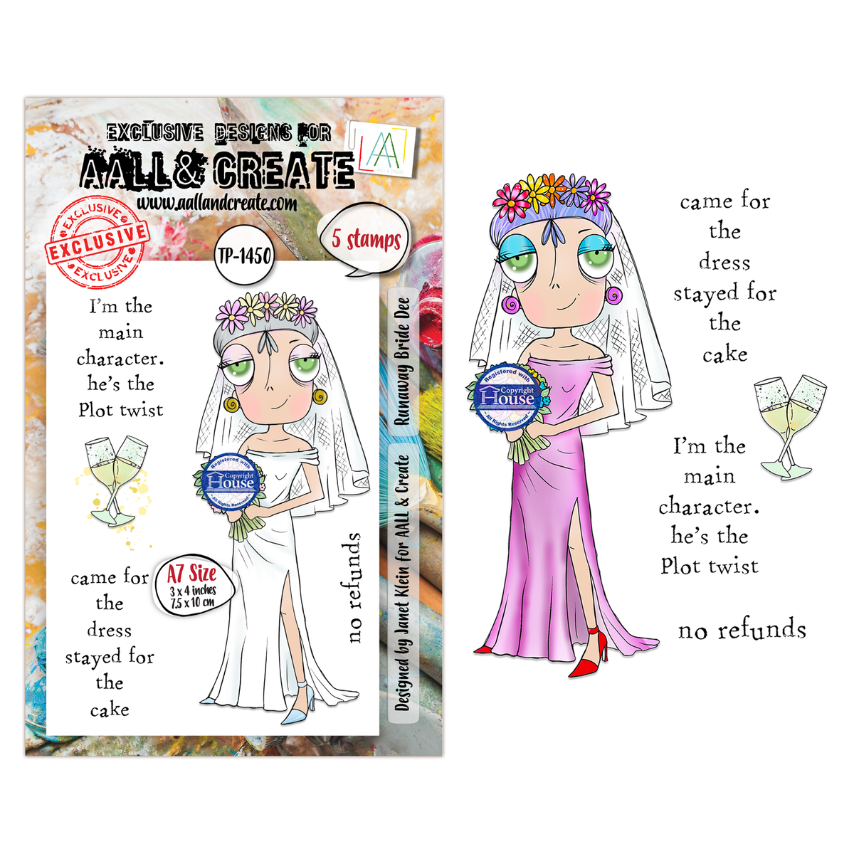 ***Pre-Order*** AALL And Create - A7 Stamp - Runaway Bride Dee - #1450
