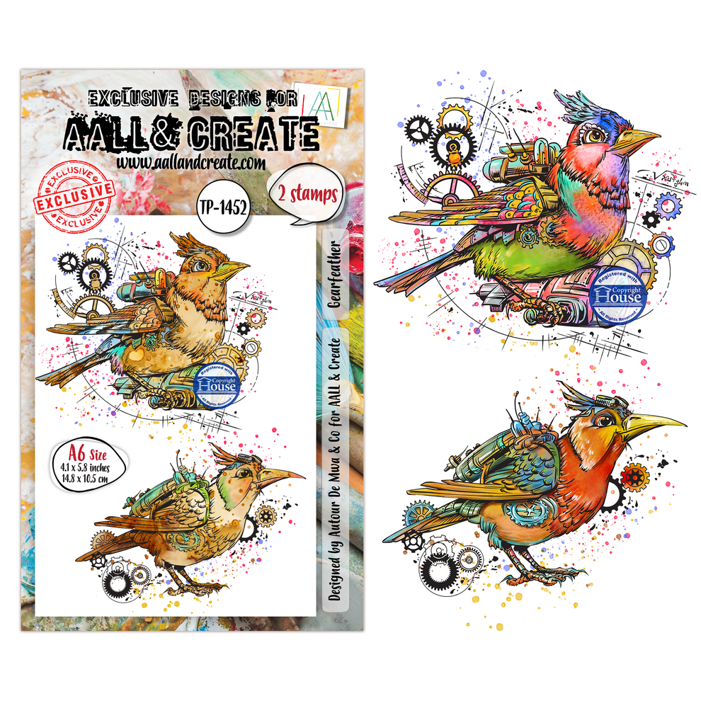 ***Pre-Order*** AALL And Create - A6 Stamp -  Gearfeather - #1452