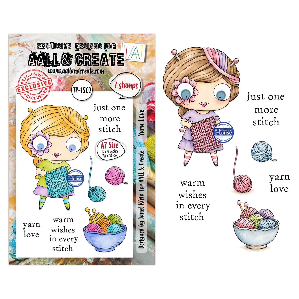 ***Pre-Order*** AALL And Create - A7 Stamp - Yarn Love - #1502