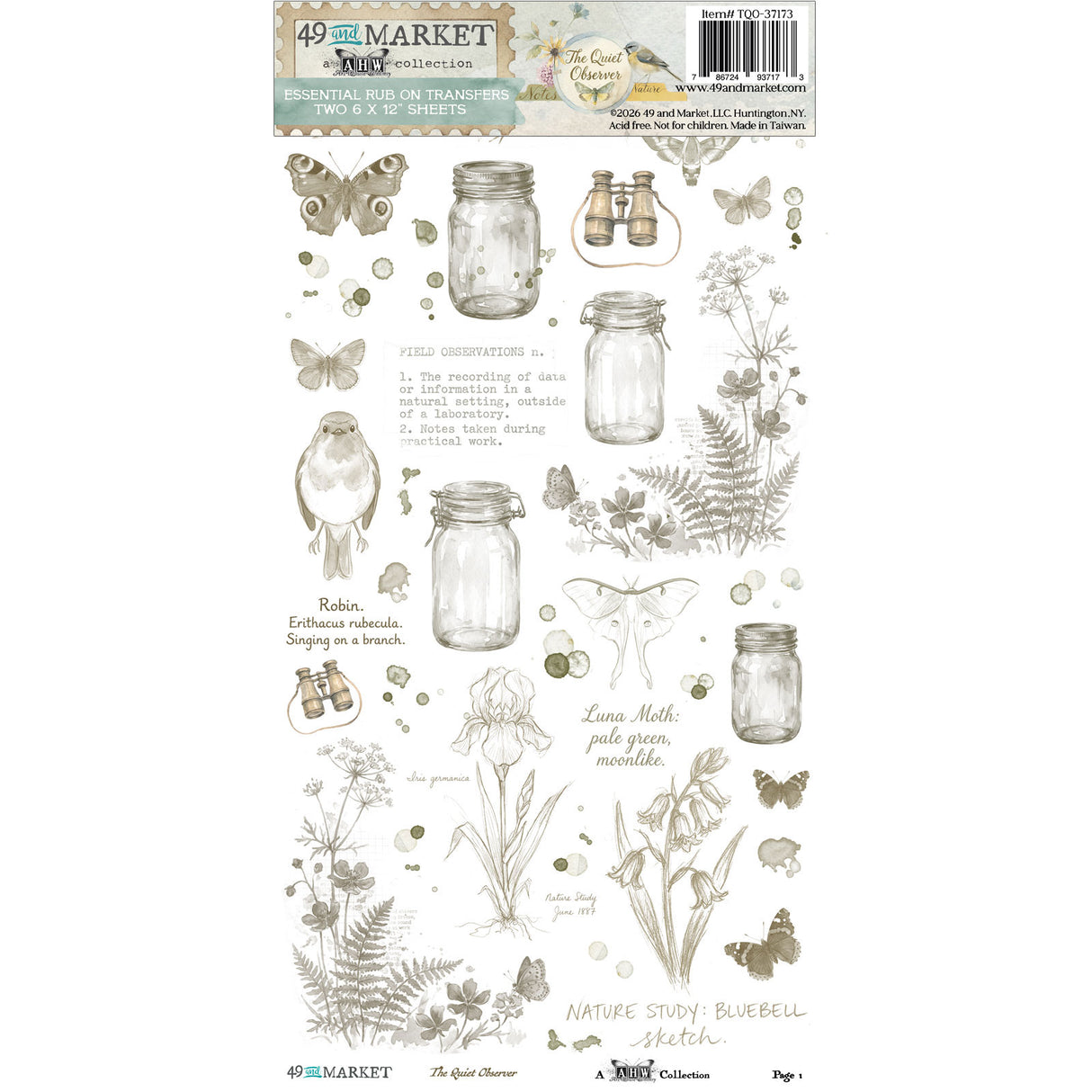 ***Pre-Order*** 49 And Market - The Quiet Observer - Essential Rub-On Transfer