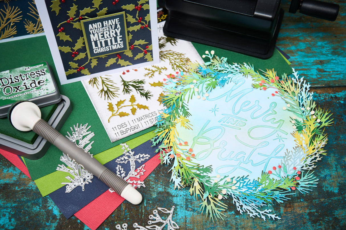 Sizzix - Thinlits Die Set 11PK Holiday Greens Mini by Tim Holtz