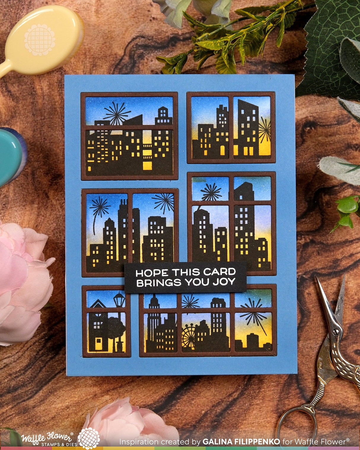 ***Pre-Order*** Waffle Flower - Postage Collage City Sunset Stamp Set