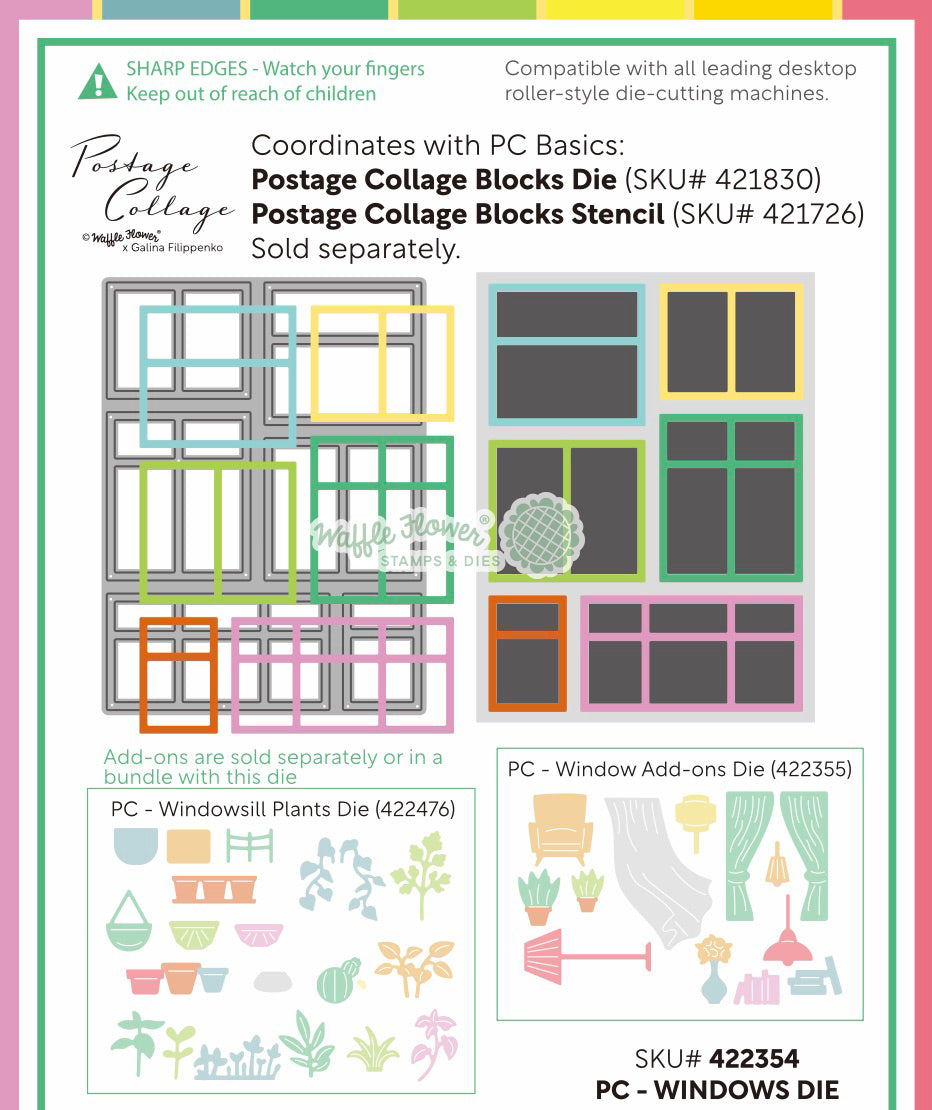 ***Pre-Order*** Waffle Flower - Postage Collage Windows Die