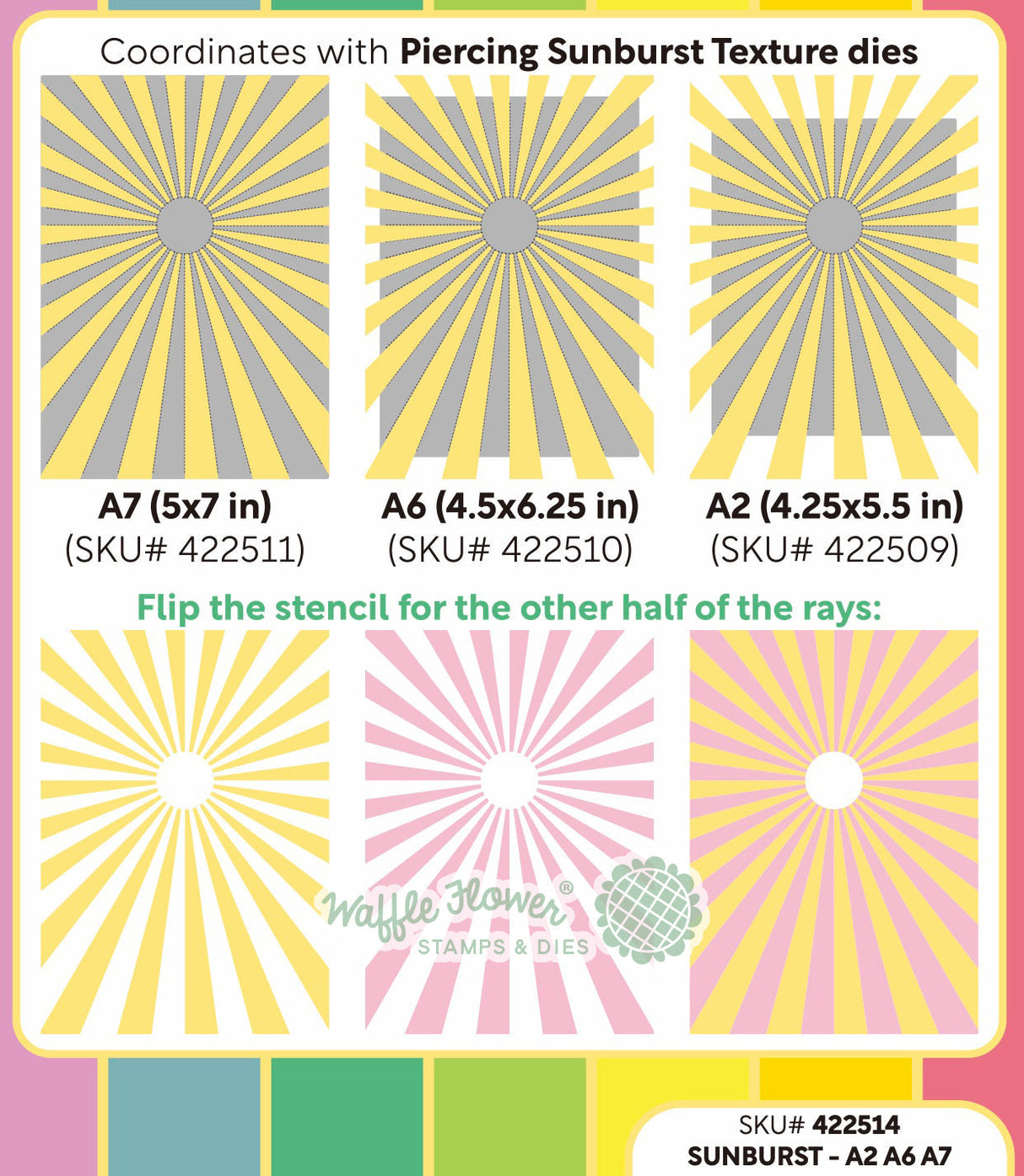 ***Pre-Order*** Waffle Flower - Sunburst Stencil for A2 A6 A7