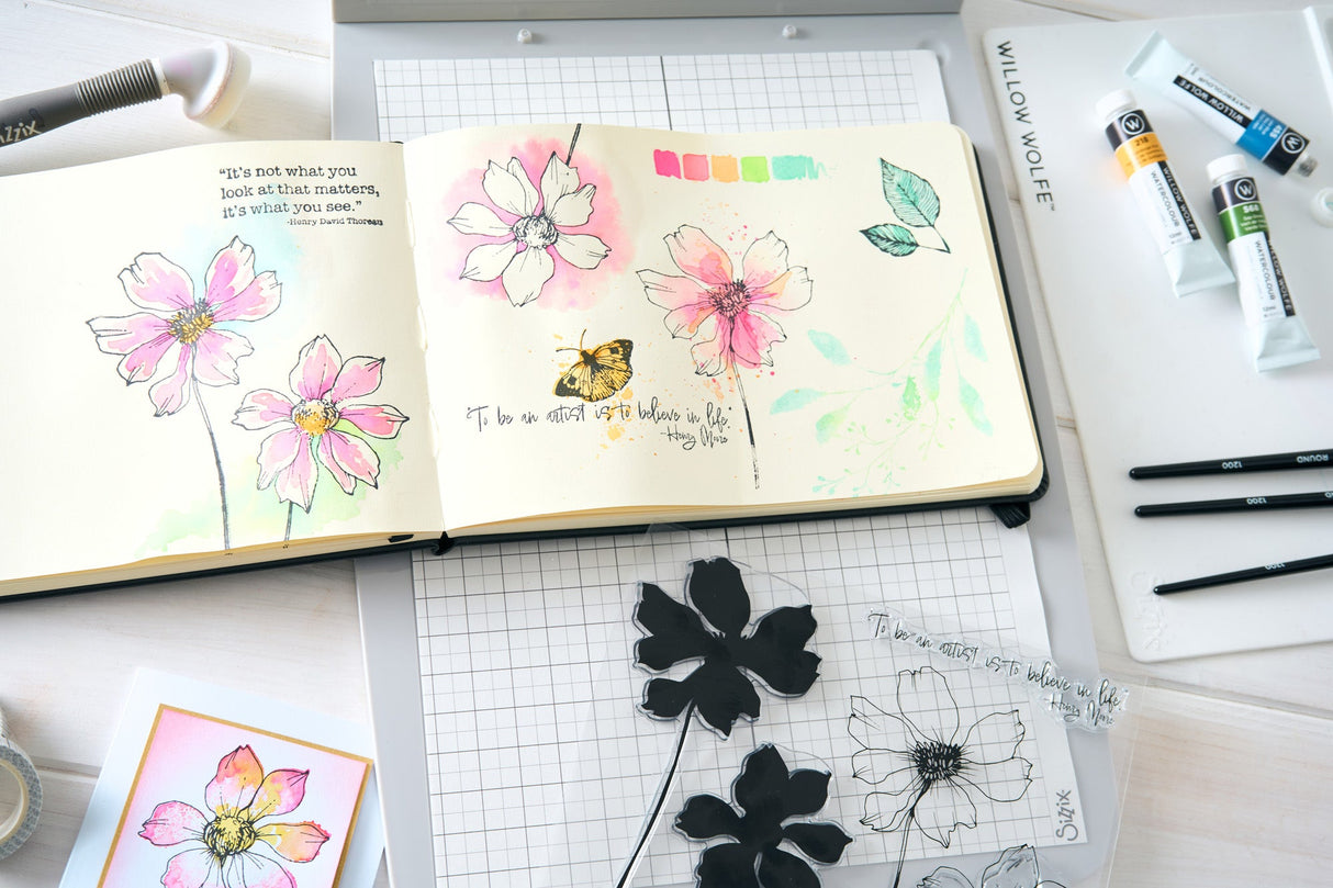 Sizzix - Sizzix Studio Clear Stamp Set 11PK Wild Blooms by Willow Wolfe