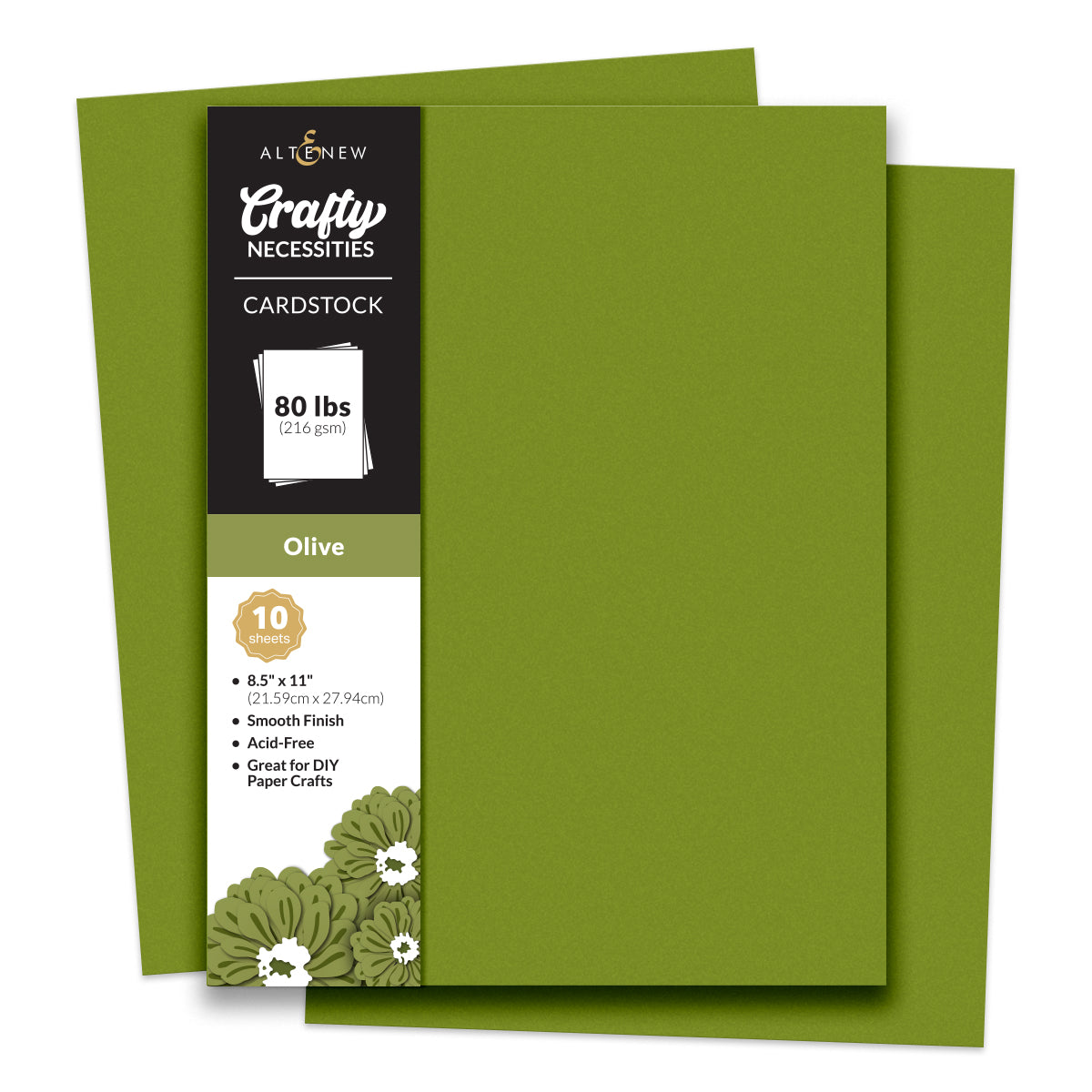 Altenew - Crafty Necessities - Olive Cardstock (10 sheets/set)