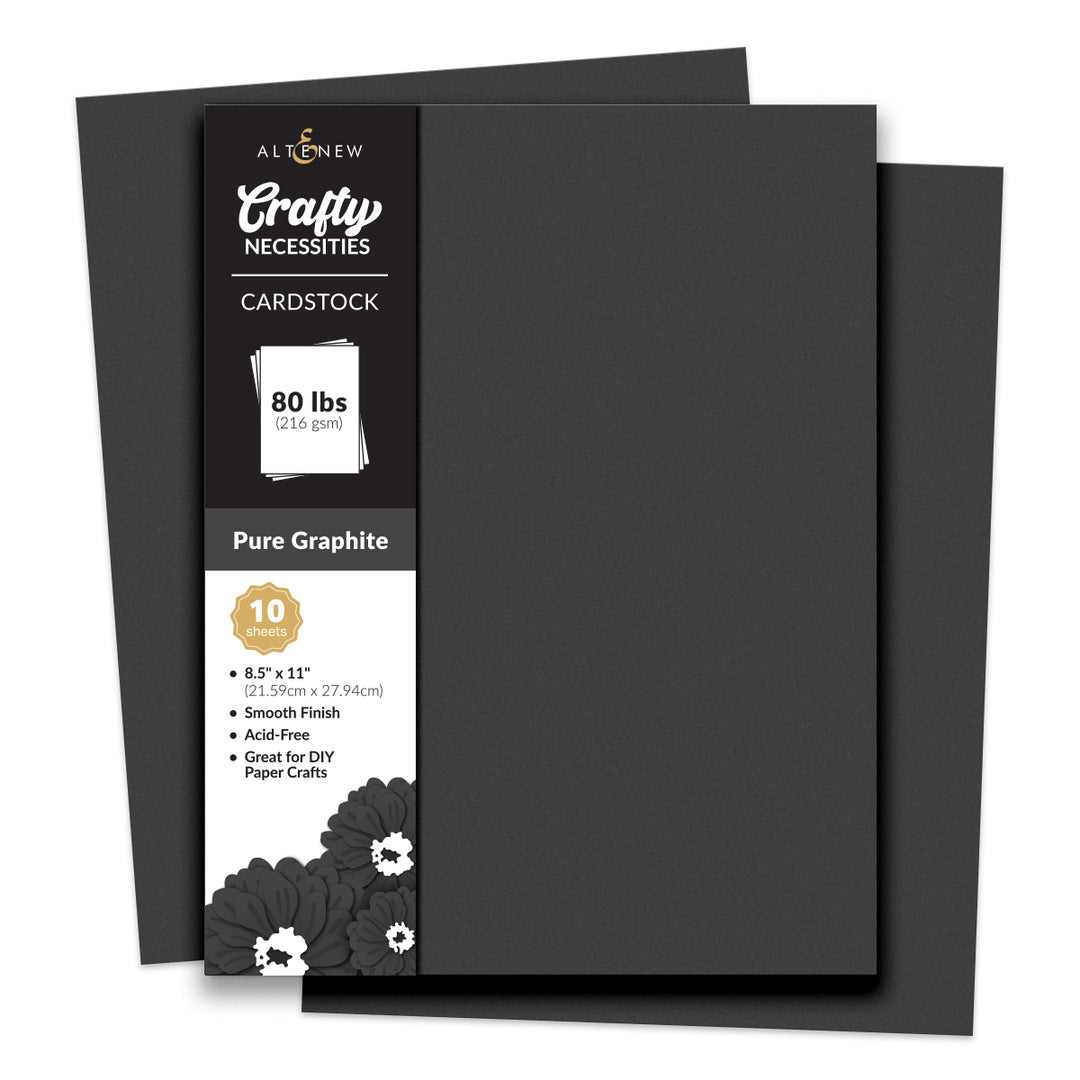 Altenew - Crafty Necessities - Pure Graphite Cardstock (10 sheets/set)