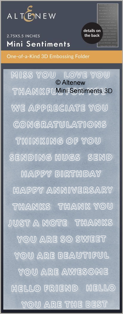 ***Pre-Order*** Altenew - Mini Sentiments 3D Embossing folder