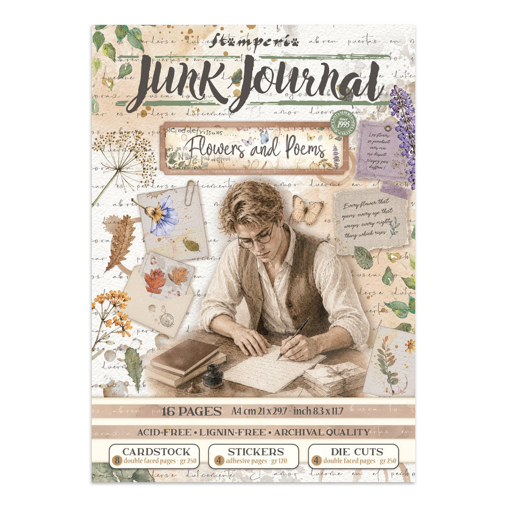 ***Pre-Order*** Stamperia - Printed Art Junk Journal: Stickers, Cut-Outs, Backgrounds For Art And Craft - Flowers And Poems