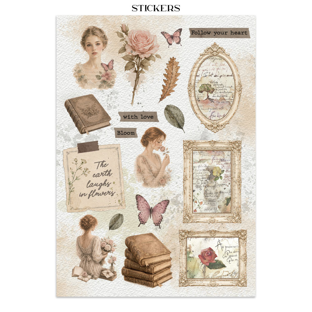 ***Pre-Order*** Stamperia - Printed Art Junk Journal: Stickers, Cut-Outs, Backgrounds For Art And Craft - Flowers And Poems