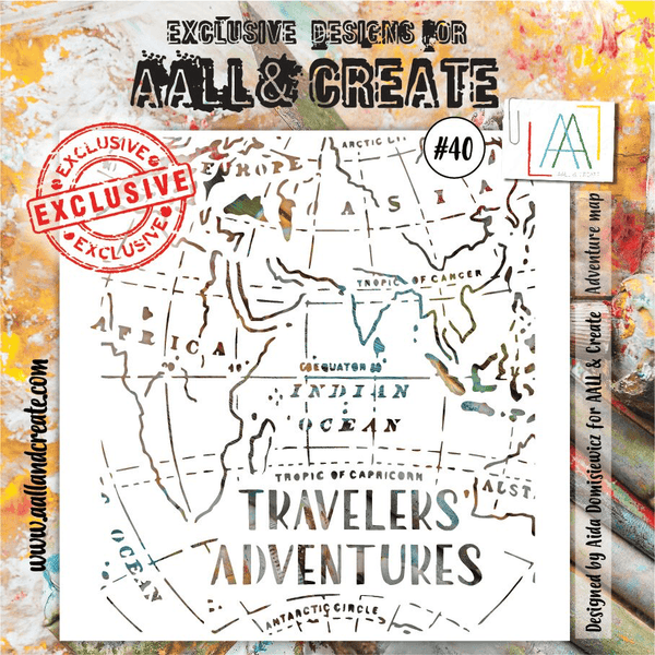 AALL & Create - 6"x6" Stencil - Adventure Map - #40