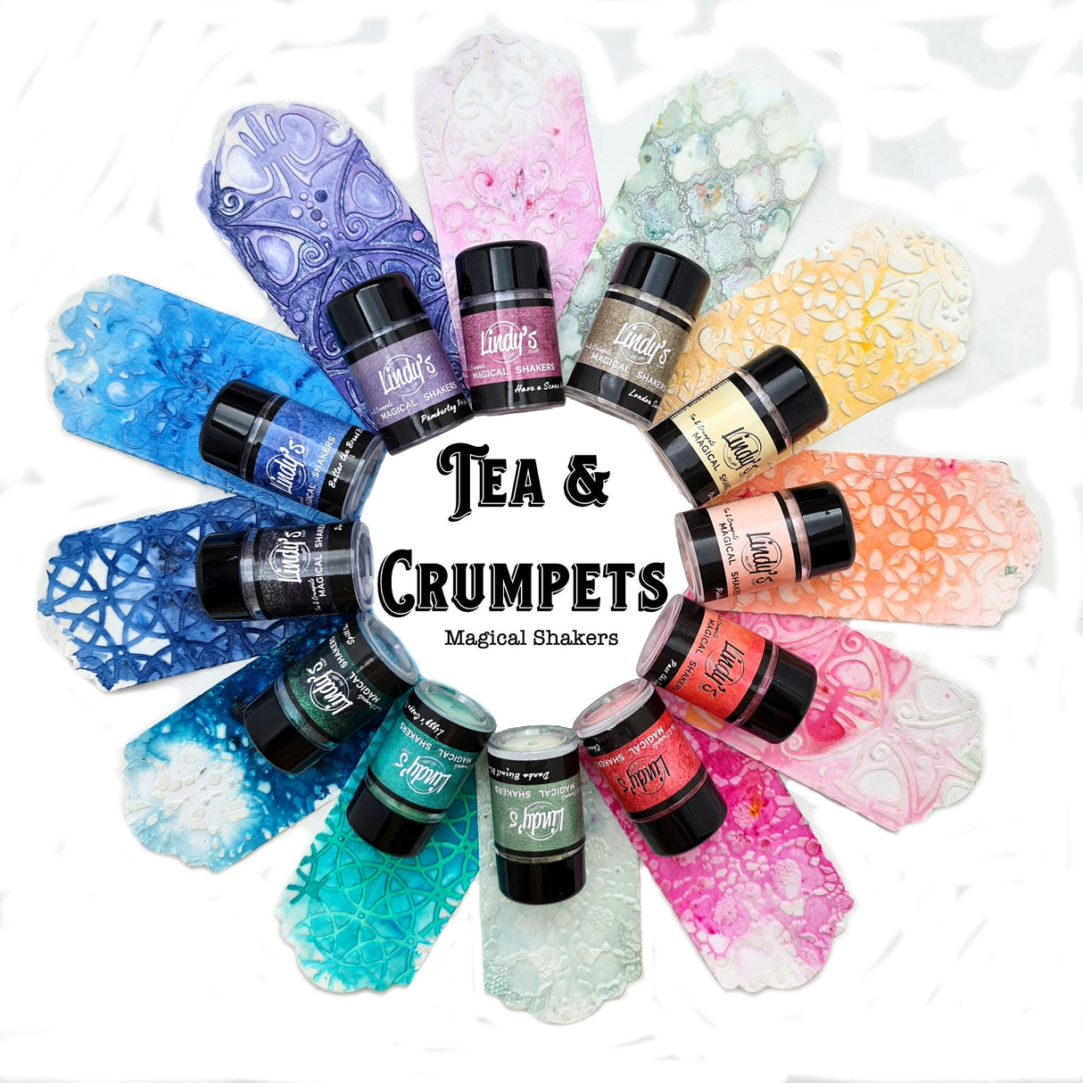 Lindy's Stamp Gang - Shimmer Magical - Shaker Set - Tea & Crumpets - Set 1