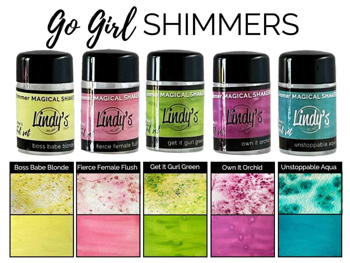Lindy's Stamp Gang - Shimmer Magical - Shaker Set - Go Girl - Set 9
