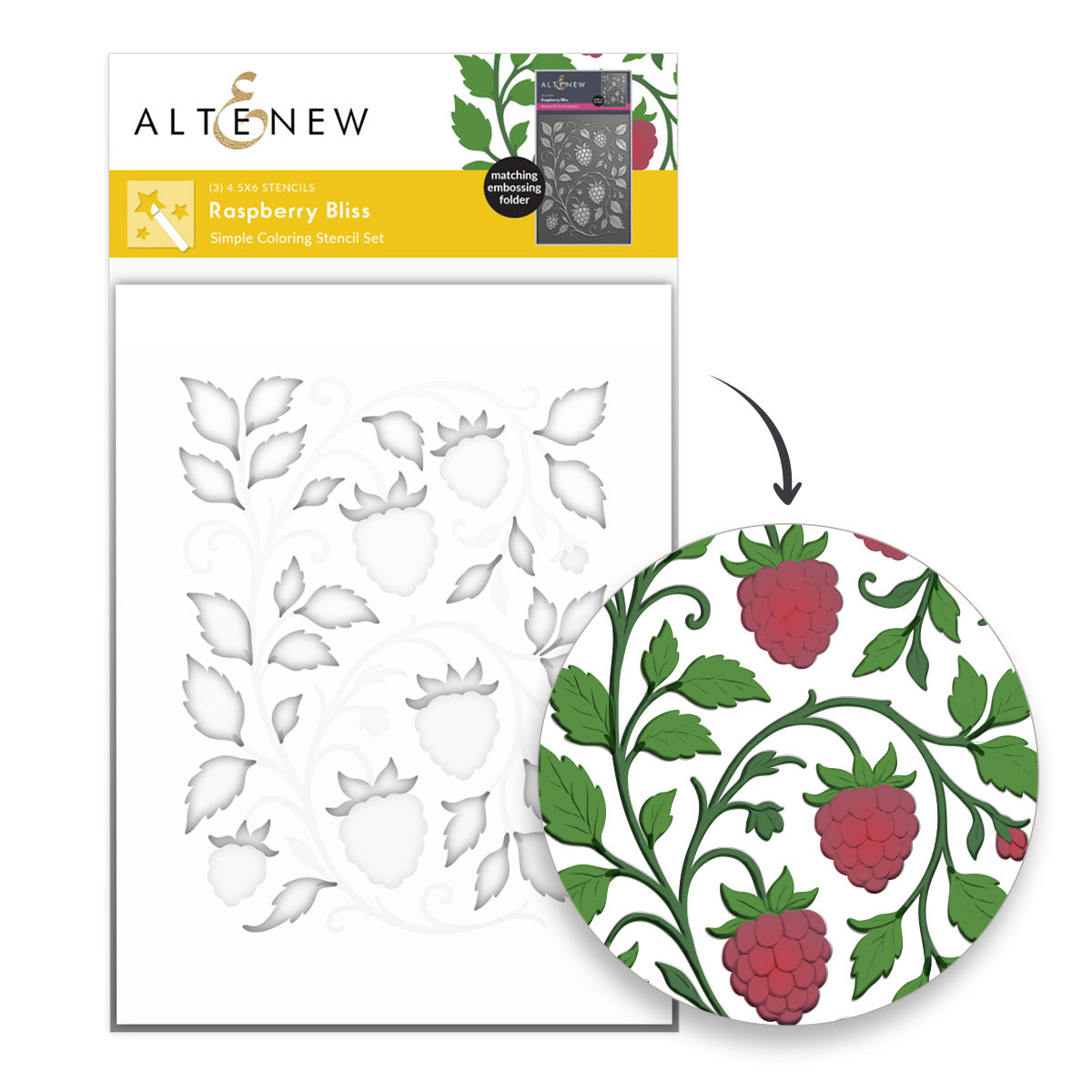 ***Pre-Order*** Altenew - Raspberry Bliss Coloring Stencil Set (3 in 1)