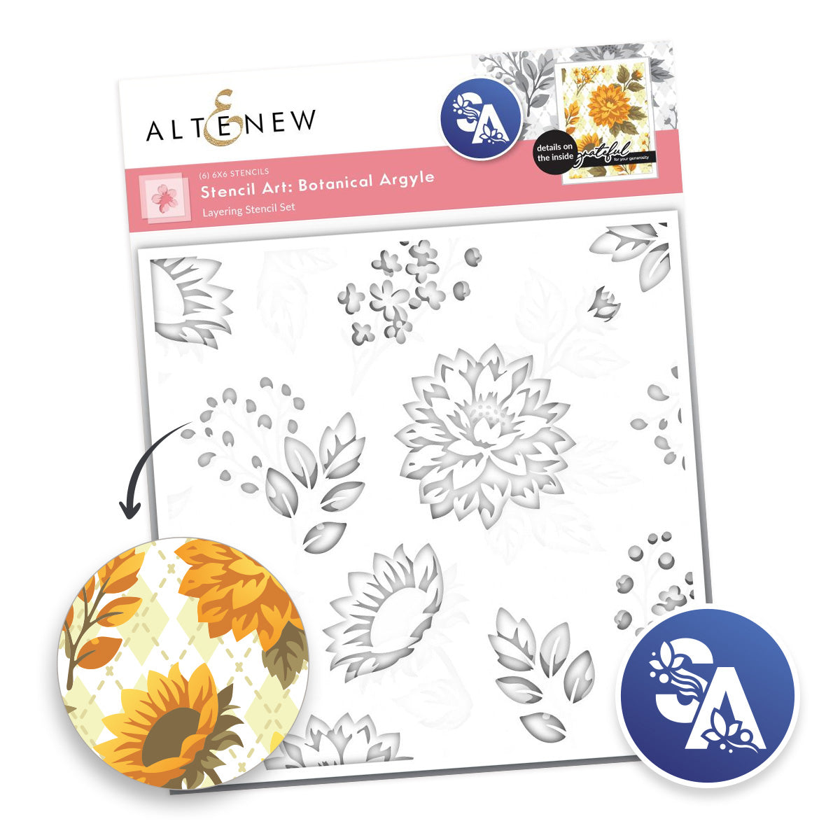 ***Pre-Order*** Altenew - Stencil Art: Botanical Argyle Layering Stencil Set (6 in 1)