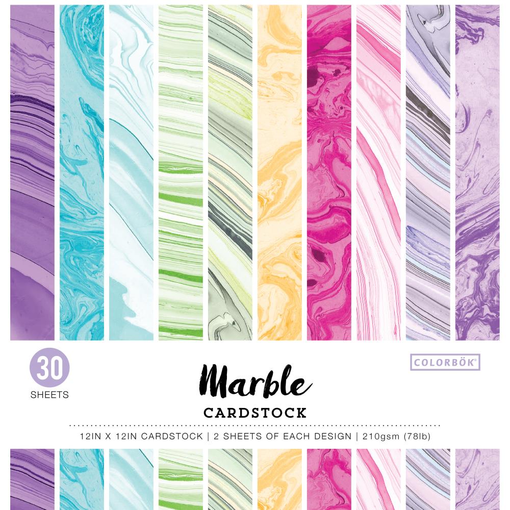 Colorbok - Single-Sided Printed Cardstock 12"X12" 30/Pkg - Marble