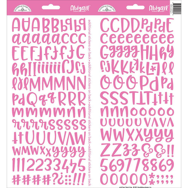 Doodlebug - Abigail Font Alpha Cardstock Stickers 6"X13" 2/Pkg - Bubblegum