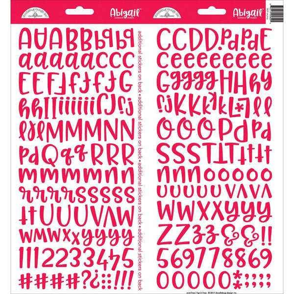 Doodlebug - Abigail Font Alpha Cardstock Stickers 6"X13" 2/Pkg - Ladybug