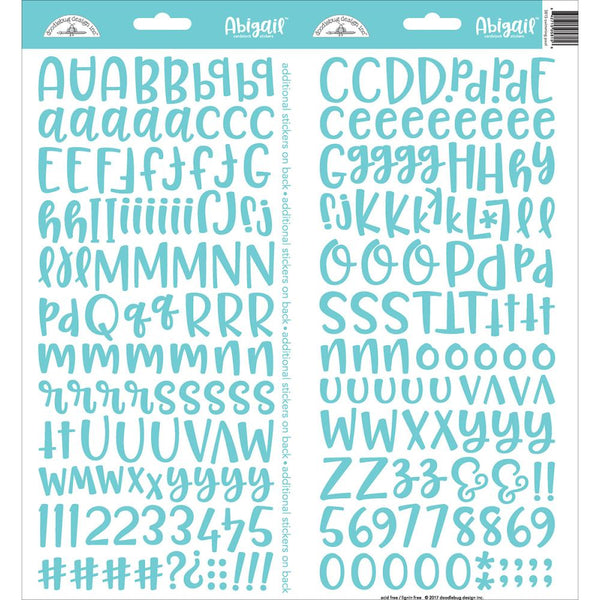 Doodlebug - Abigail Font Alpha Cardstock Stickers 6"X13" 2/Pkg - Swimming Pool