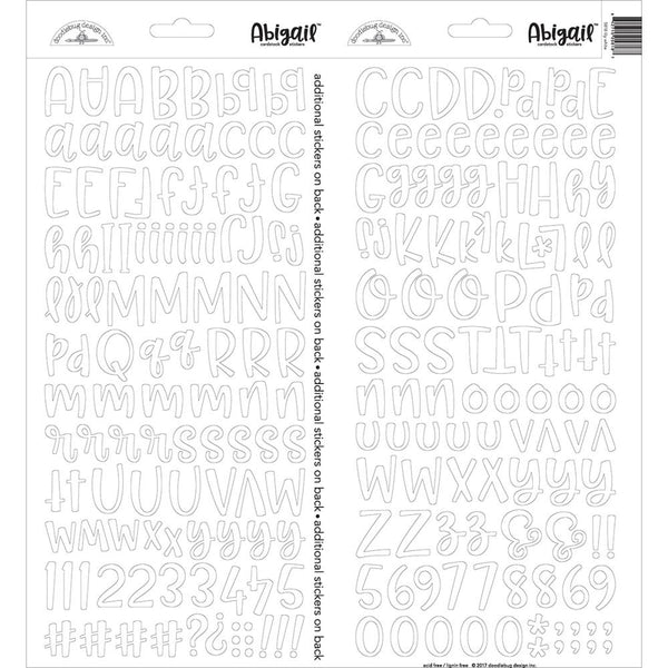 Doodlebug - Abigail Font Alpha Cardstock Stickers 6"X13" 2/Pkg - Lily White