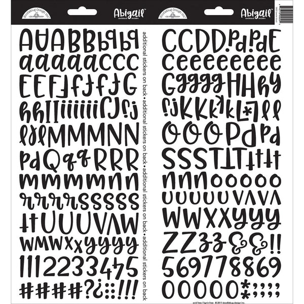 Doodlebug - Abigail Font Alpha Cardstock Stickers 6"X13" 2/Pkg - Beetle Black