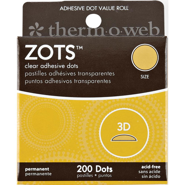 Therm O Web - Zots Clear Adhesive Dots - 3D - 1/2"X1/8" Thick 200/Pkg