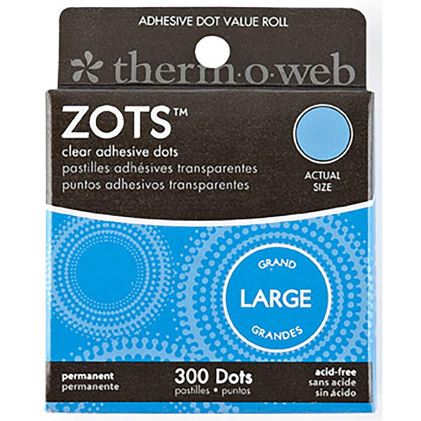 Therm O Web - Zots Clear Adhesive Dots - Large - 1/2"X1/64" Thick 300/Pkg