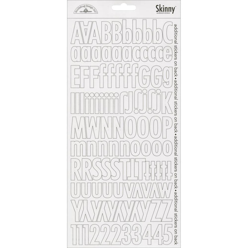 Doodlebug - Skinny Cardstock Alpha Stickers 6"X13" 2/Pkg - Lily White